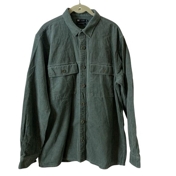 Le 31 Par Simons Overshirt Shacket Men L Green Long Sleeve Vision Organic Cotton - Picture 12 of 16